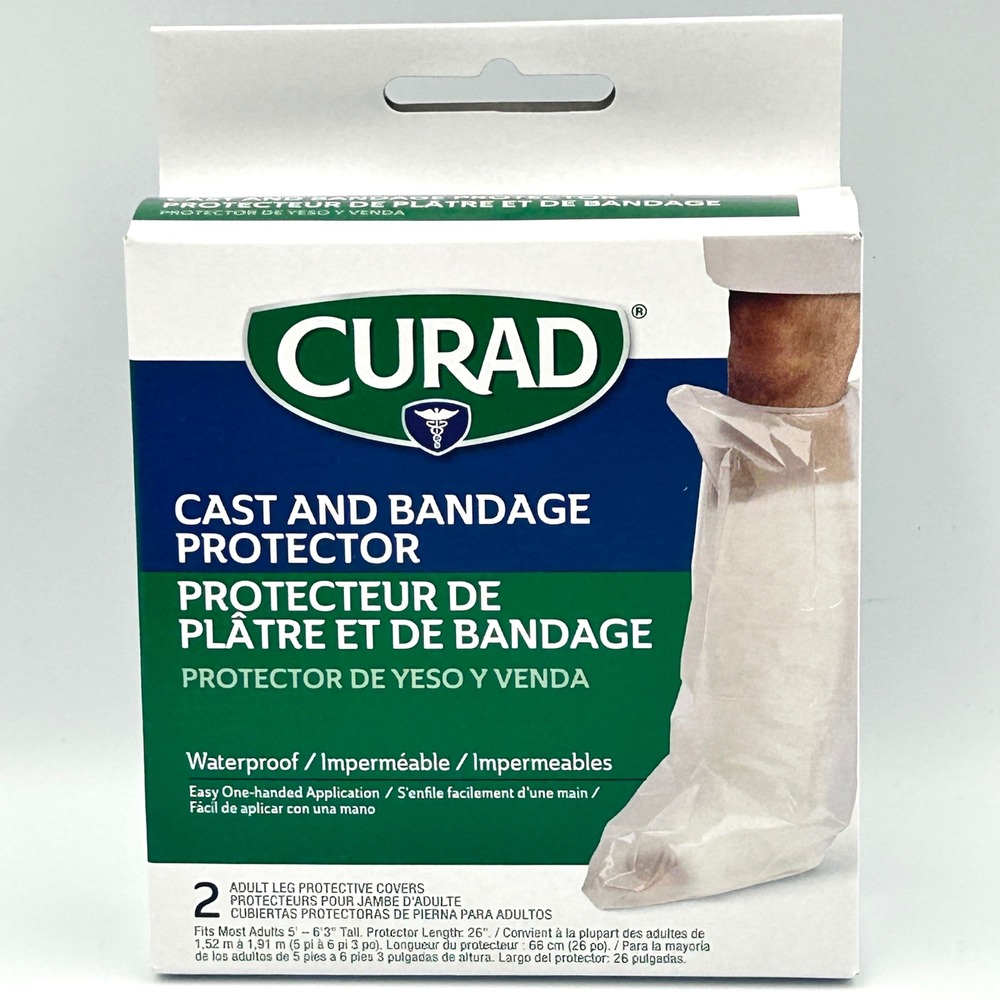 Curad Cast and Bandage Protector Adult Leg 2 Count Clear Waterproof Shower Cover